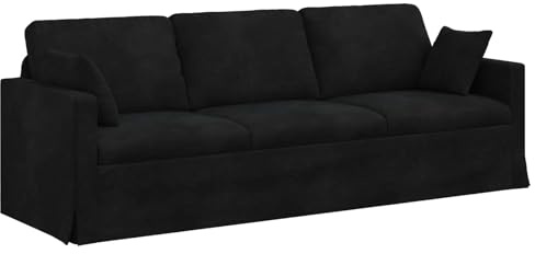 HETFTJN Samtsofa Schwarz 228 cm Modernes Ecksofa mit Metallrahmen Ergonomisches Big Sofa für Wohnzimmer Schlafzimmer Büro