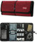 ProCase Organizzatore Cavi da Viaggio Rotolo, Borsa Accessori Elettronici con Tasche per Hard Disk Esterno, USB, Cavi di Ricarica, Caricabatterie USB, Schede di Memoria SD, Auricolare –Rosso