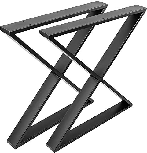 PrimeMatik - Pieds en 'X' de Table en Acier 680 x 80 x 710 mm 2-Pack avec Base Horizontale