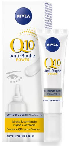 NIVEA Q10 Power Straffende Augenkontur, 15 ml, feuchtigkeitsspendende Augencreme, vitalisierendes Anti-Aging Augenserum, Augenpartie mit Kreatin und reinem Coenzym Q10