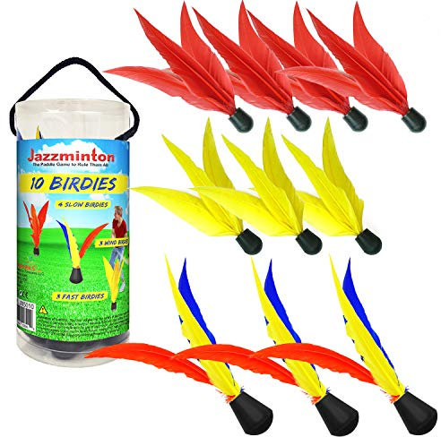 Funsparks Jazzminton 10 Ersatz-Vogel- oder Federbälle, für Spiele im Innen- und Außenbereich, für Parks, Strand, Rasen, Hof oder Heckklappe