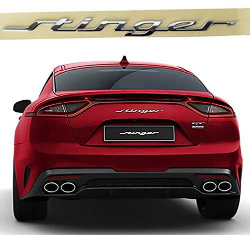 D28JD Stinger Logo Emblem für Heckklappe Heckklappen Stamm ABS Buchstaben Aufkleber für H-YUNDAI Kia GT LINE,Silber