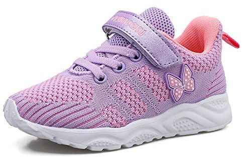 WYSFLY Baby Mädchen Trainer Kleinkind Mädchen Turnschuhe Kleine Kinder Erste Wanderschuhe Atmungsaktive Leichte Freizeitschuhe Violett Size 24