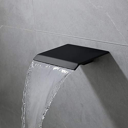 Robinet de douche de baignoire avec bec verseur, robinet mural cascade (noir mat 7,1 pouces)