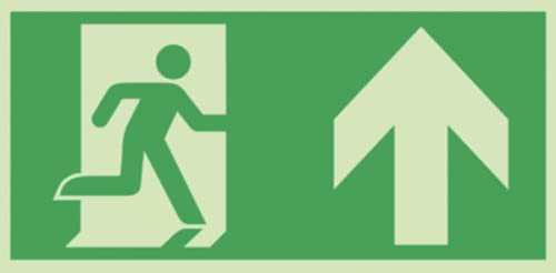 Fluchtweg Notausgang Pfeil oben Schild Kunststoffplatte nachleuchtend selbstklebend ASR