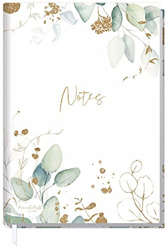 Notizbuch A5 liniert Blattgold von Trendstuff by Häfft - 124 Seiten, 62 Blatt - ideal als Tagebuch, Bullet Journal, Ideenbuch, Schreibheft - nachhaltig & klimafreundlich