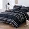 Lekesky Double Duvet Cover Set Black Bedding Set Boho Stripe Print Double Duvet Set with Zipper (1x Quilt Cover + 2x Pillowcases) Ultra-Soft Microfiber Black Bedding