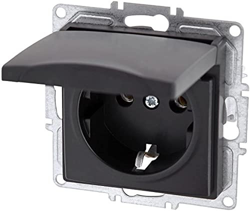 Unterputz Steckdose, Abdeckung, Steckklemme, Serie G1 schwarz