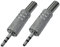 AERZETIX - C53624 - Satz von 2 Klinke buchse steckverbinder klinkenstecker 2.5 mm männlich stereo mit kabelschutzfeder - zum schweißen - länge 44 mm - farbe silber