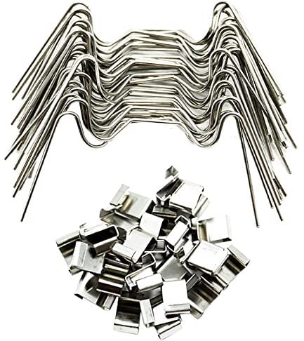120 Pieces Greenhouse Glass Pane Fixing Clips Stainless Steel, 60x Greenhouse Glazing W Wire Clips and 60x Greenhouse Glazing Z Overlap Clips, Greenhouse Repair Replacement Accessories