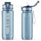 Personalised Water Bottle with Straw 800ml Water Bottle, BPA Free Leakproof Lockable Flip Lid Drink Bottle Sports Gym Hiking School Camping Office Walking (Blue (Personalised))