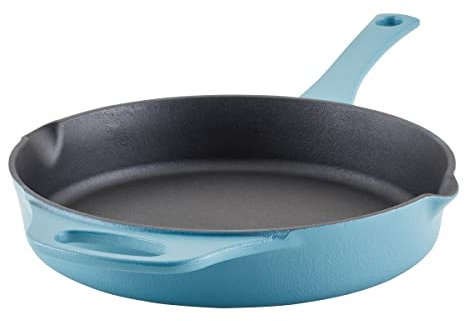 Rachael Ray Nitro Gusseisen-Bratpfanne/Bratpfanne mit Hilfsgriff und Ausgießer, 30,5 cm, Agavenblau