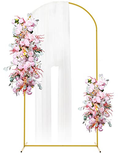 Putros Supporto per sfondo ad arco in metallo, 2,2 m, dorato, per matrimoni, palloncini ad arco, cornice quadrata per festa di compleanno, addio al nubilato, baby shower, cerimonia