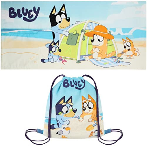Bluey Toalla de Playa Plegable y de Baño para Niños y Niñas