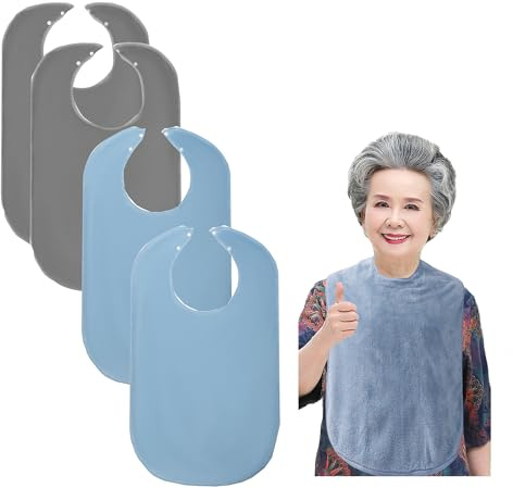 RAXIFU 4 Pack Adult Bibs for Men and Women, Adult Towel Bibs for Seniors