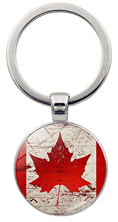 JEDTAKCT Schlüsselanhänger Mit Kanada-Flagge – Vintage-Anhänger, Schlüsselanhänger, Schmuck, Geschenk, Souvenir, Neuheit, Schlüsselanhänger, Länderflagge, Schlüsselanhänger, Anhänger Für