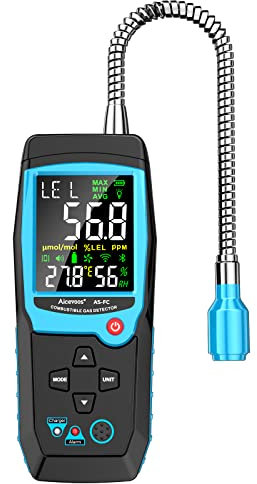 Aicevoos FC Gaslecksuchgerät, Gasdetektor mit digitaler Anzeige, Akustischen und Optischen Alarmen zur Lokalisierung der Quelle von brennbaren Gaslecks Gas Detector