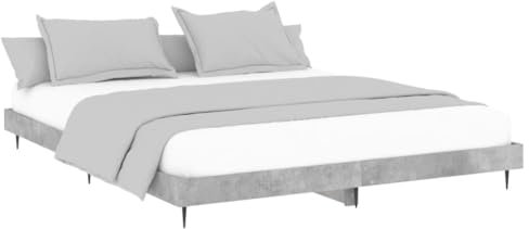 vidaXL Bettgestell, Bett Doppelbett für Schlafzimmer, Bettrahmen mit Lattenrost, Schlafzimmerbett Metallbeine, Betongrau 200x200cm Holzwerkstoff