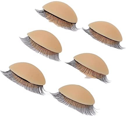 3 Paar Ersetzte Augenlider, Silikon-Doppelwimpern, Ersatz-Augenlider für Mannequin-Kopf, Zum Üben, Abnehmbare Augenlider mit Doppelschichtigen Wimpern (Hautfarbe)