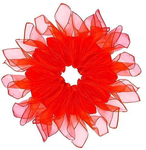 Jmkcoz 12 quadratische Jonglierschals aus Seide, Tanzschals, Zaubertricks, Performance-Requisiten, Zubehör, Bewegungstücher, Rhythmusband, Schal, 61 x 61 cm, Rot