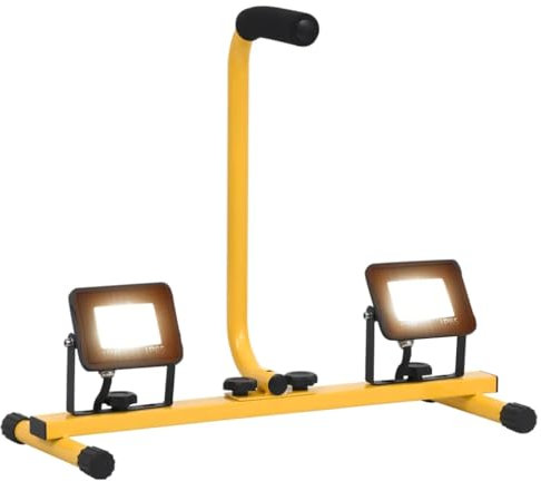 vidaXL LED-Fluter mit Handgriff 2x10 W Warmweiß