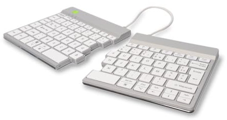 R-Go Split, Clavier Ergonomique, Bluetooth 5.0, avec Logiciel Anti-TMS, AZERTY Français, Design Ergonomique avec Clavier divisé, Compatible avec Windows/Mac, Blanc