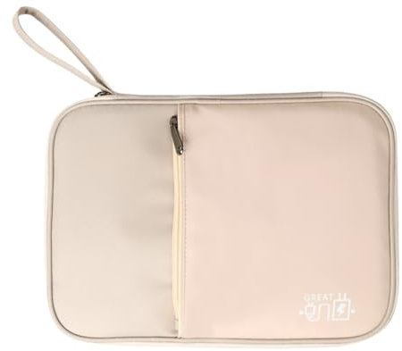 FAVORTALK Travel Pouch Electronic Accessories Organiser Tech Gadgets for Power Bank Data Cable Charger Tablet Headphone Hard Disk, Off-White B21709