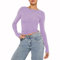 OYIGELZ Damen Langarmshirt Rundhals Slim Fit Y2K Oberteile Basic Crop Tops Casual Streetwear t Shirt(HellLila-06,M)