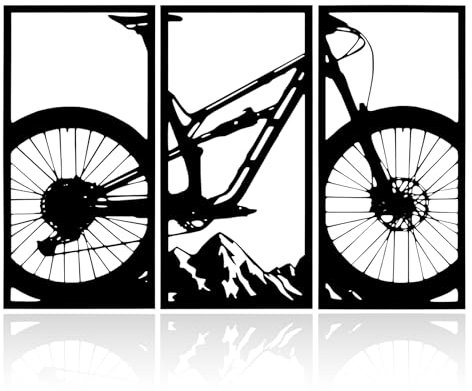 VALINSKY 3 Piece Mountain Bike Metal Wall Art,Black Metal Wall Sign Hanging Art Decoration For Living Room Bedroom Bathroom Home Office Indoor Outdoor