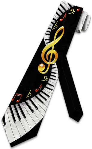Wpamlrta Herren Keyboard-Krawatte Klavier-Krawatte mit Noten und Höhen, Einheitsgröße, Schwarz, Siehe Abbildung, Einheitsgröße