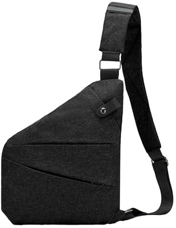-Tasche für Herren, Anti-Diebstahl-Rucksack, -Sling-Tasche, Brusttasche für Erwachsene, -Umhängetasche, leichte zum Wandern, Radfahren und Reisen, Schwarz , Refer