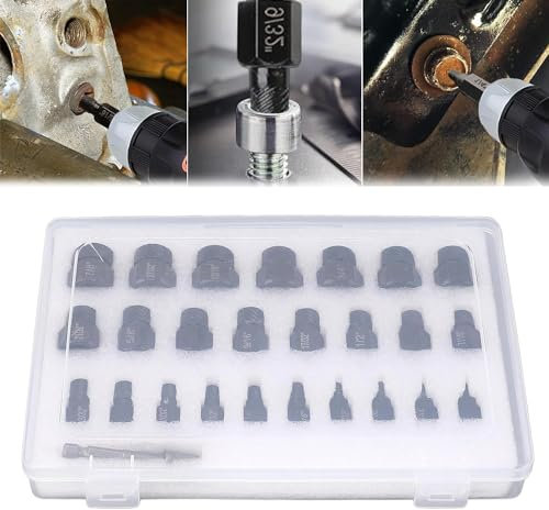 26Pcs Screw Extractor Set, Broken Head Bolt Screw Cap Extractor, Damaged Screw Extractor Set, Hexagon Socket Bolt Removal Tool for Removing Stripped, Rounded, Damaged, Broken
