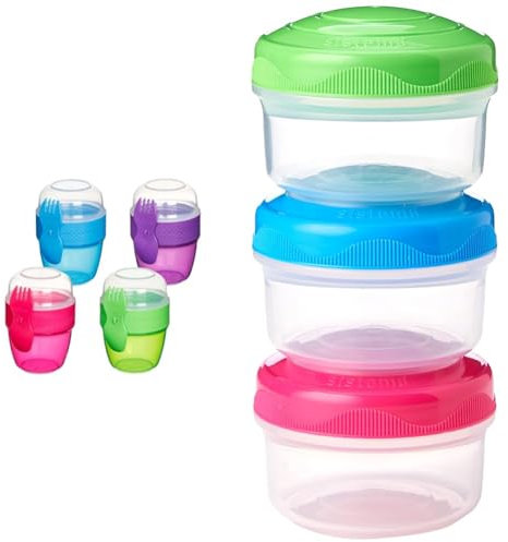 Sistema Snack Capsule To Go | with 2 Compartments & spork | 515 ml | Assorted Colours To Go Mini Bites Assorted Colours, 130 ml, Recyclable with TerraCycle®, 3 Count