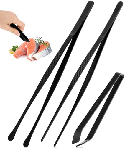 LEAZZLE 3 Piezas Pinzas de Cocina,Profesional Pinzas Para Huesos,Pinzas Cocina Acero Inoxidable de Precision,Pinzas de acero inoxidable para cocinar,para Emplatar para Horneado,Barbacoa y Cocinar