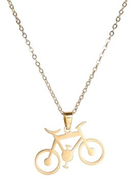 GZHENGZG Herren Halsketten und Damenschmuck Fahrrad Fahrrad Halskette Weibliche Mädchen Jungen Gold Farbe Anhänger Trendige Party Schmuck Sport Radfahrer Liebhaber Geschenk Geschenk
