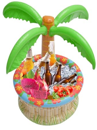 Bandeja Flotante para Bebidas - Soporte para Bebidas Aislado, Barra de Piscina a Prueba de Fugas | Bandeja portátil para Fiestas con Bonito diseño de cocotero para Piscina, 27,56x26,77 Pulgadas