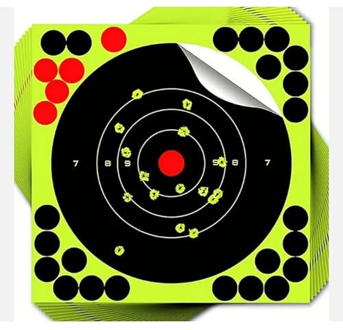 50pcs- 20X20-Cibles-Cibles Autocollantes- adhésive-Haute visibilité- Cibles carrés- déal tir de Loisir, Stand, tir Sportif-Stickers de masquage Inclus Carabine à Plomb, 22LR, Airsoft, Pistolet