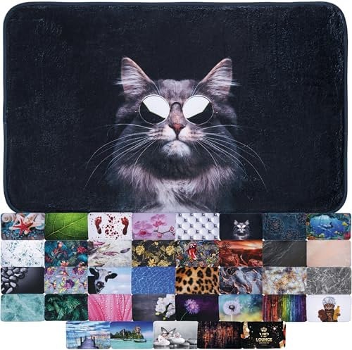 Sanilo Badteppich, viele schöne Badematten zur Auswahl, Badvorleger sehr weich und rutschfest, waschbar und schnelltrocknend (Cool Cat, 70 x 110 cm)