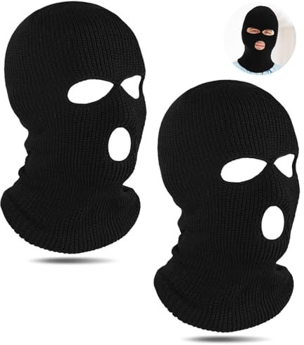 uinnossvc 2 Stücke Sturmhaube, 3-Loch Sturmmaske, Balaclava Sturmhaube Volle Gesichtsabdeckung für Herren und Damen, Atmungsaktiv Winddicht Skimaske für Winter Draußen Sport