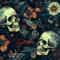 FunStick Tapete Dunkel Blumenmuster Gothic Deko Schlafzimmer Wandtapete Schwarz Gelb Totenkopf Halloween Muster Möbelfolie Selbstklebend Badezimmer Klebefolie Blumen Totenkopf Dunkel Gothic 44.5CMx3M