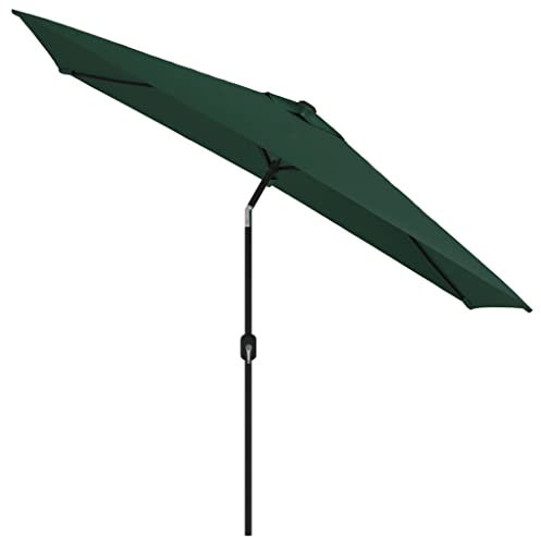 Higsose Parasol de plage rectangulaire avec 6 baleines en acier, vert