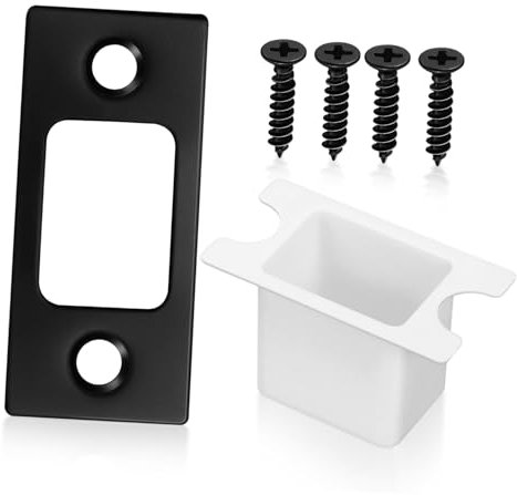 GETAJGHSD Black Deadbolt Strike Plate Set Screws Door Hardware for Enhanced Security Stainless Steel Door Lock Plate for Exterior Use