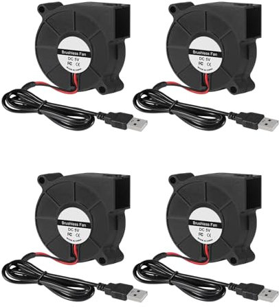 4pcs 5V USB 4 Stück 50 mm Kühlung USB-Gebläse 5015 5 V USB 5 Volt Lüfter Gebläse Turbine Turbo Kugellager 50 x 50 x 15 mm PC-Computergehäuse Kühlung Kühlerlüfter