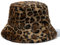 CLAPE Plüsch Kunstpelz Winter Fischerhut Leopardenmuster Eimer Hut Warm Pelzig Anglerhut Leopard Bucket Hat Damen Herren Faltbar Breite Krempe Freizeithut