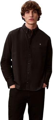Calvin Klein Men's Classic Solid Oxford Shirt, Black (Black), L