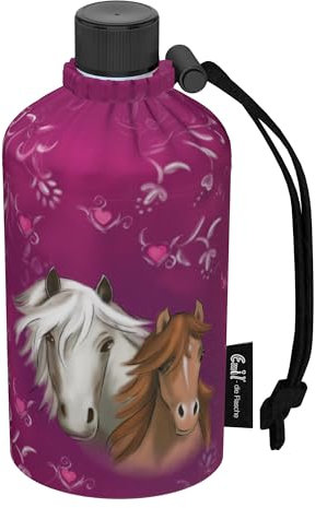 Emil Trinkflasche aus Glas für Mädchen & Jungen isolierte Glasflasche für Schule, Freizeit, Sport: Kinder & Eltern Horses 0,3l