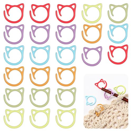 MBAIYO 24 Stück Maschenmarkierer Stricken, Metall Locking Stitch Maschenmarkierer Häkeln Bunt Häkelmarkierer Häkelzubehör Häkelmarkiererringe Verriegeln Nadelmarkierer Für Stricken Häkeln oder Basteln
