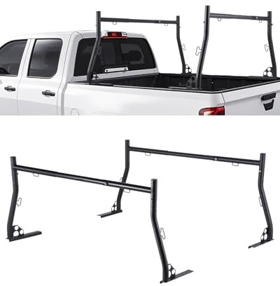 VEVOR Truck Ladder Rack, 49-73 in Width, Extendable Universal Cargo Rack, Heavy Duty Steel with 800 lbs Static Load Capacity, Ideal for Canoes, Surfboards, Ladders, Lumber, Tents, and Large Cargo
