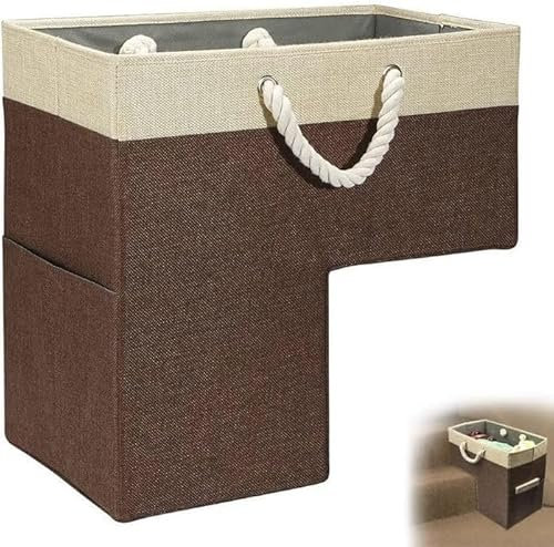Treppenkorb für Treppen mit Griff, Treppenkörbe für Teppich- und Holztreppen, rutschfeste, schmutzige Stoffkörbe, 40,6 cm Stufen, Wäschekörbe für Treppen, Kleidung, Bücher und Werkzeuge