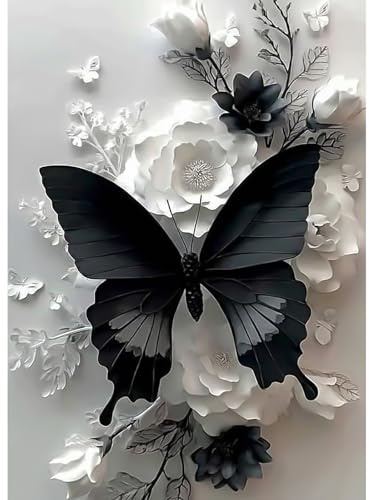 CEOVR Diamond Painting Bilder Kit Erwachsene,Schmetterling 5D Diamond-painting 30x40cm,Diamant Art Set,Schmetterling und Blumen